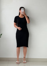 Size S-M Black Open-Back Bodycon Mini Dress