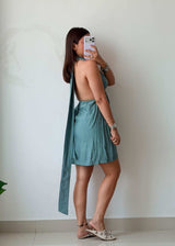 Size XS-S Teal Halter Neck Mini Dress