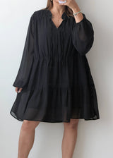 Size XL-2XL, Black Sheer Layered Dress