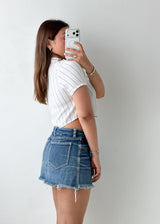 Size XS White Pinstripe Cropped Shirt Top