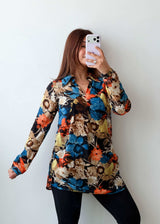 Size M-L Multicolor Floral Shirt Top