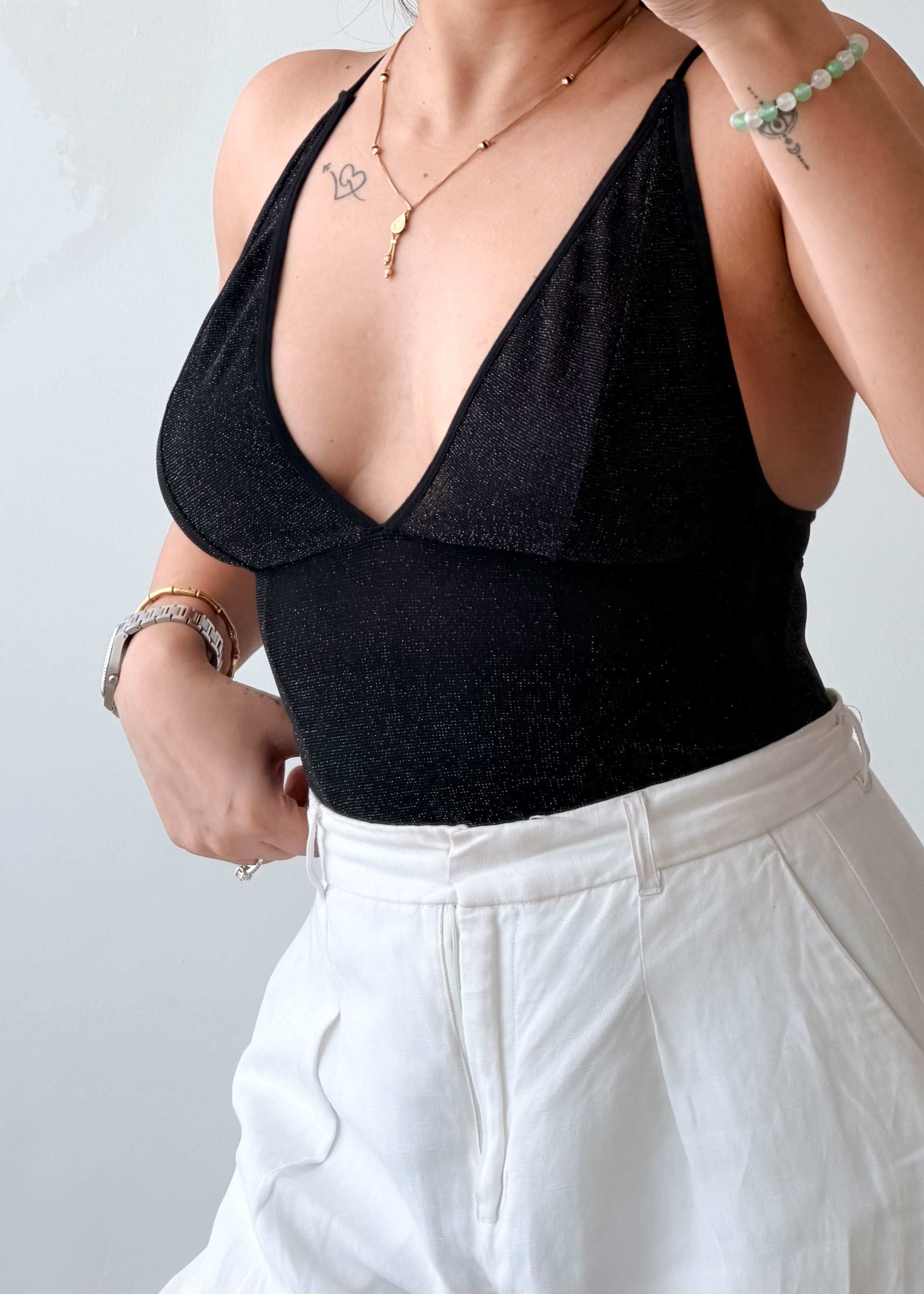 Size XS-S Black Halter Neck Bodysuit
