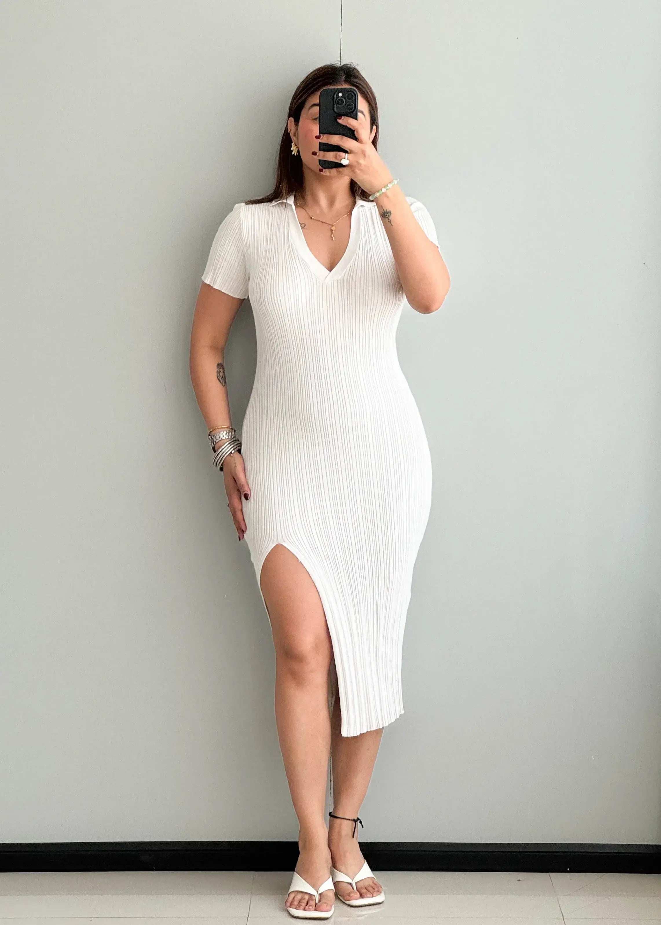 SIZE XS-S, Pearl White Bodycon Dress - Closet by Payal
