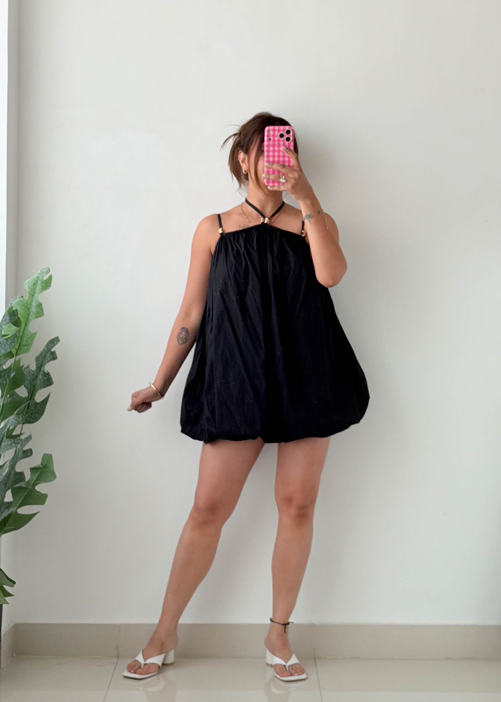 Size XS-S Black Bubble Hem Mini Dress