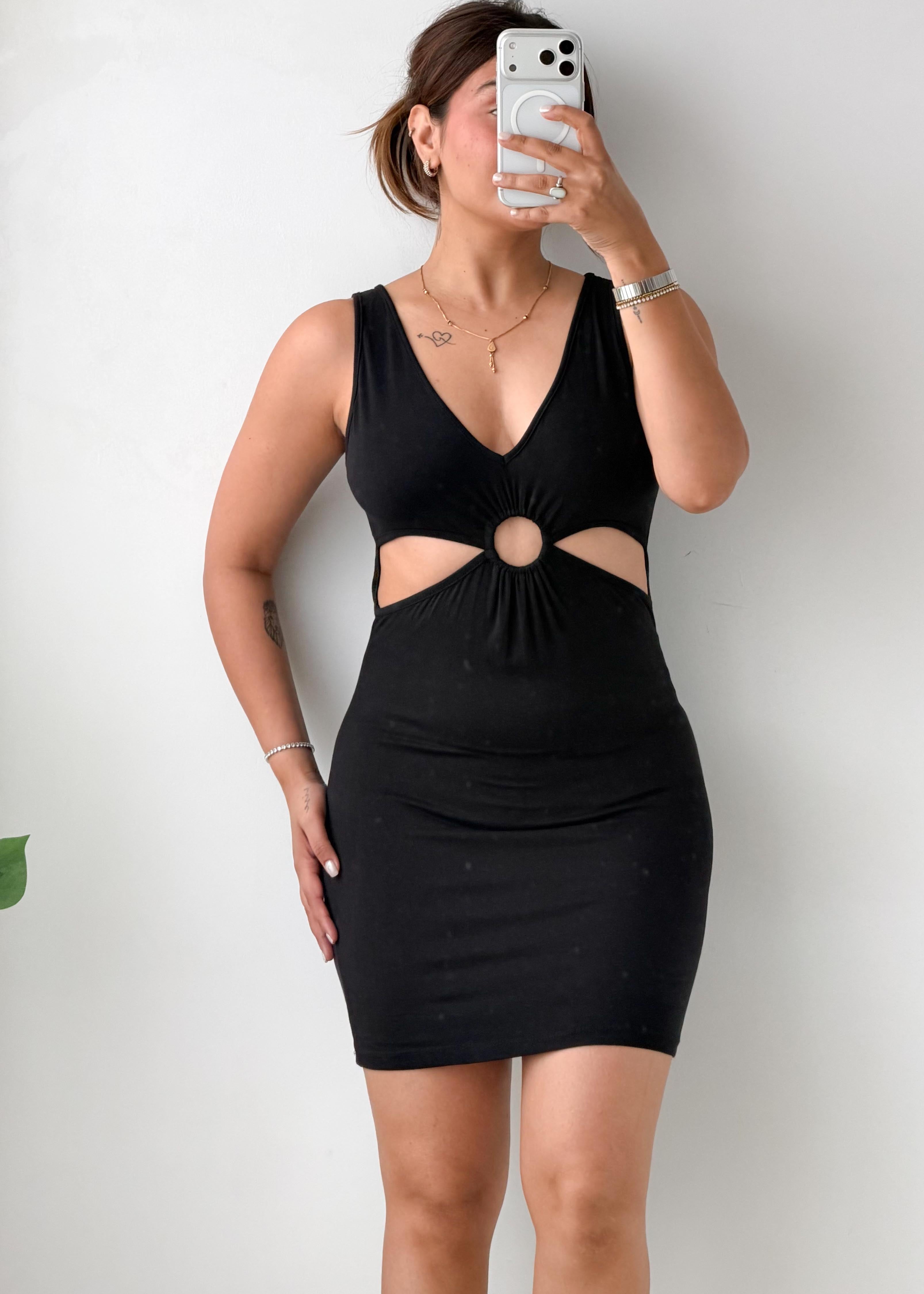 Size XS-S Black Cutout Bodycon Mini Dress