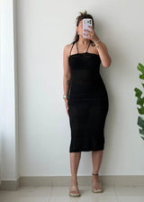 Size XS-S, Black Crochet Midi Dress