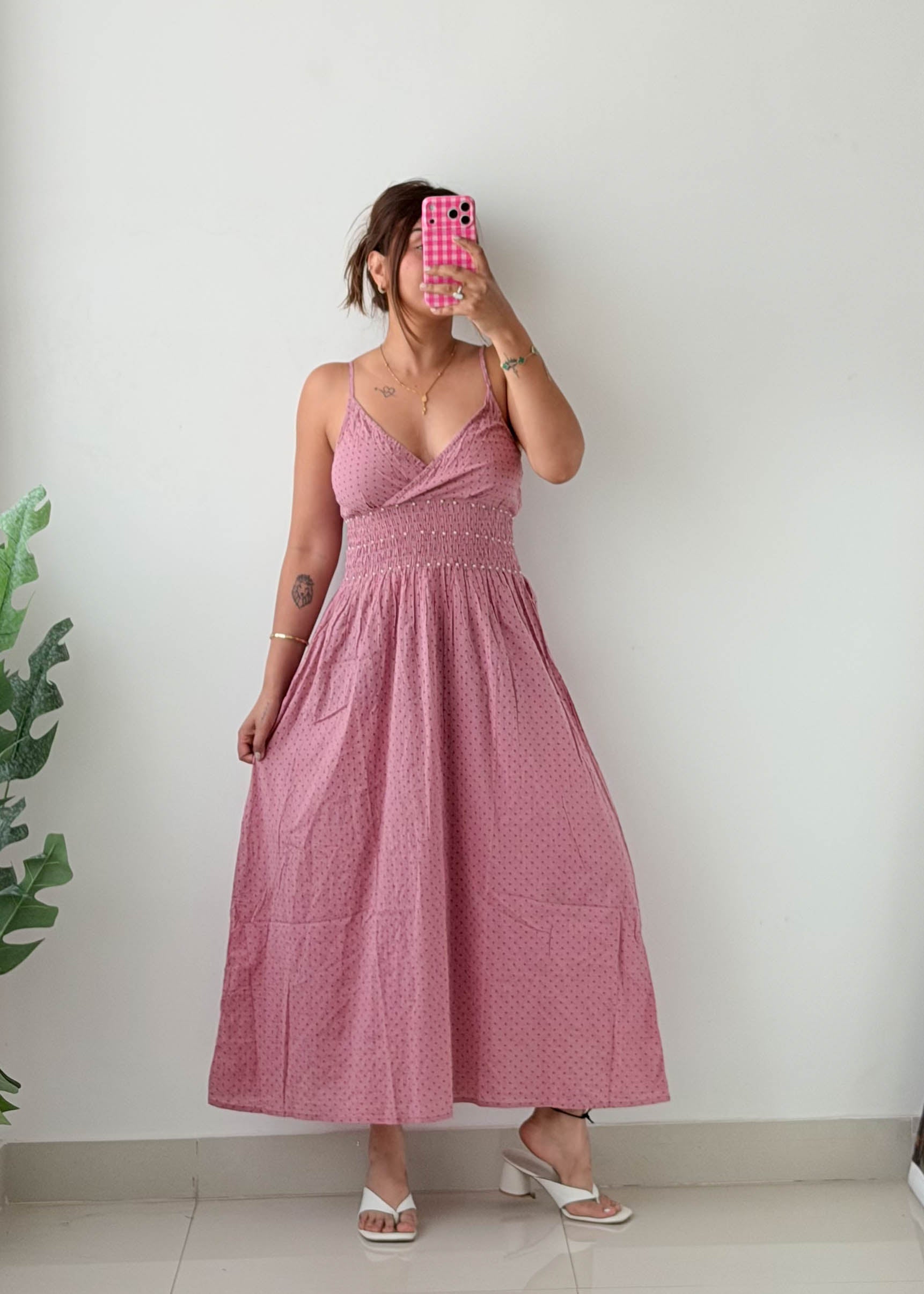 Size S-M Blush Pink Smocked Maxi Dress