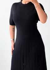 Size L-XL Black Pleated Midi Dress