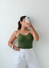Size XS Olive Open Back Bodysuit