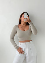 Size XS-S Sage Green Scoop Neck Crop Top