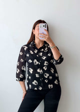 XS-S Black Abstract Printed Shirt