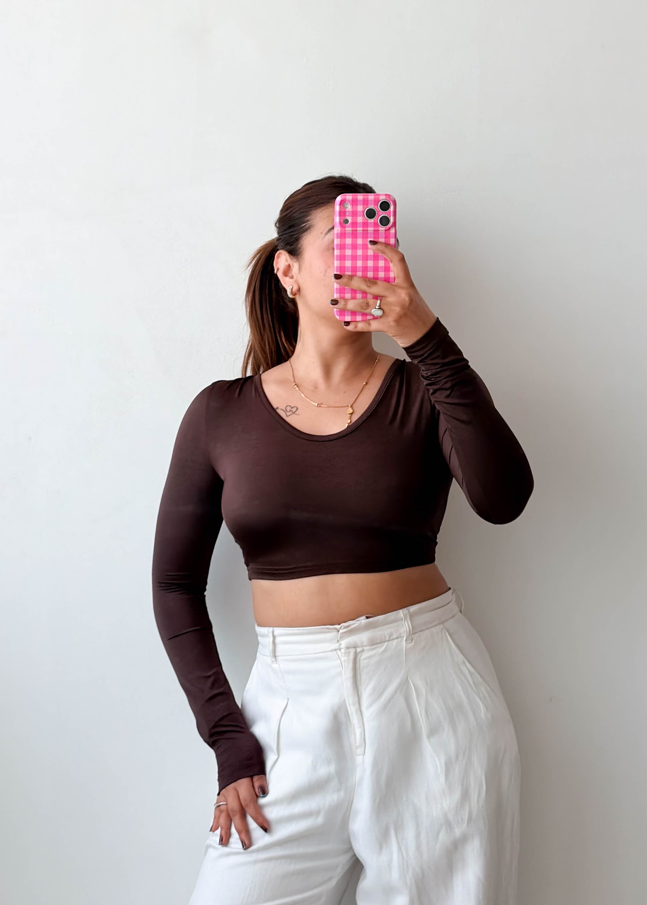 Size XS-S Chocolate Open Back Top