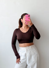 Size XS-S Chocolate Open Back Top