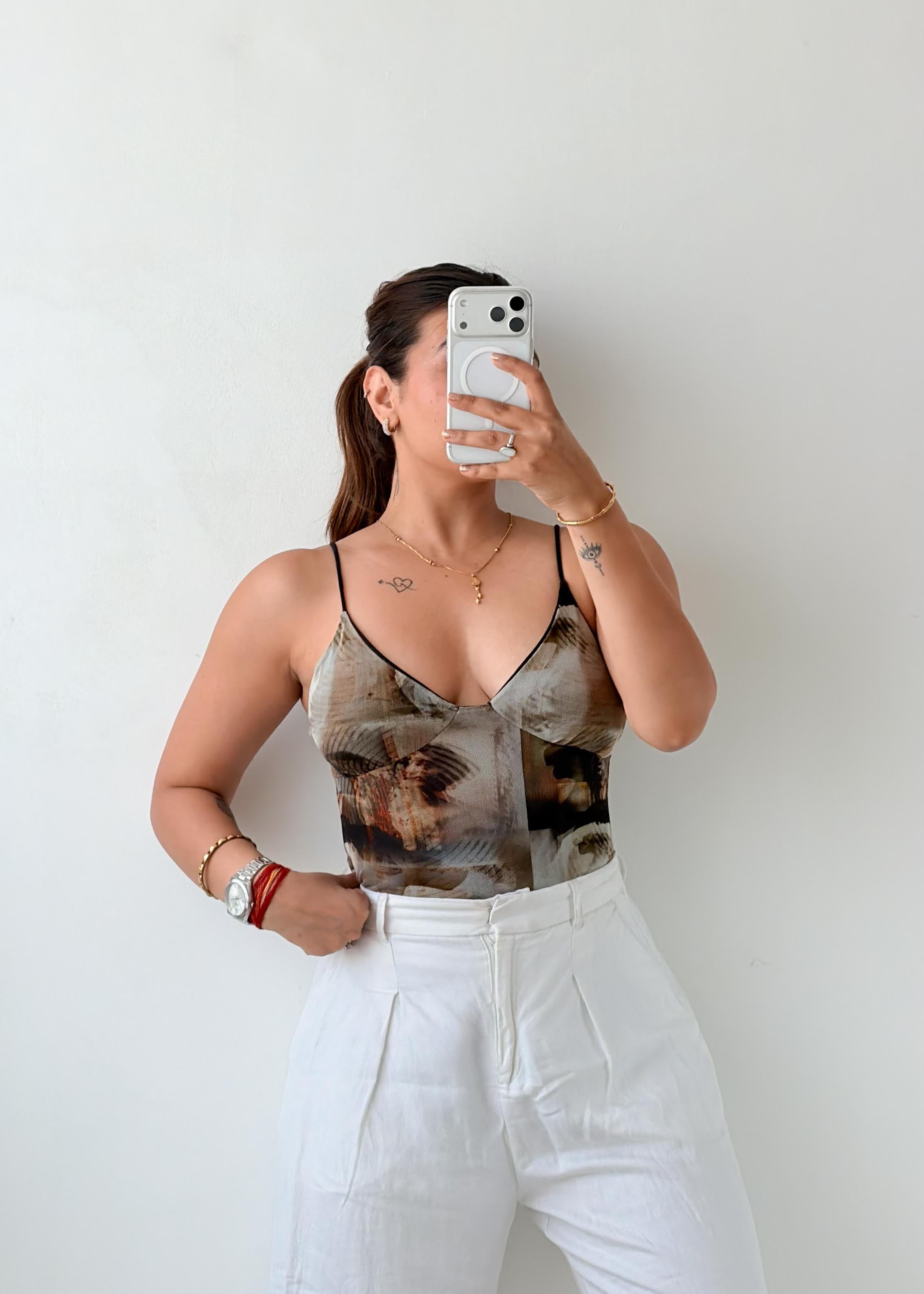 Size XS-S Abstract Print Bodysuit