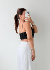 Size M Black Textured Crop Top