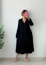 Size XS-S Black Button Front Maxi Dress