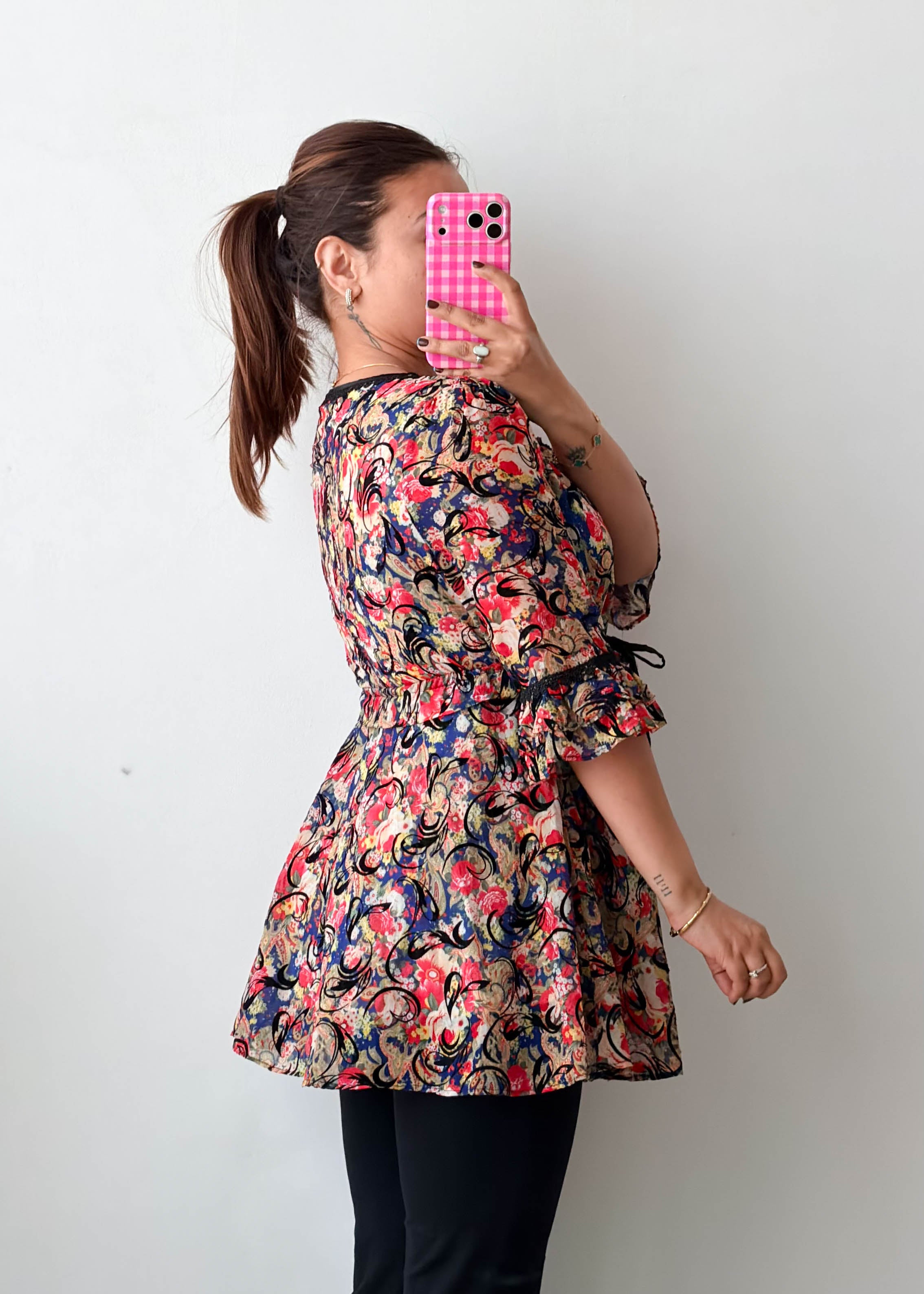 Size M-L Multicolor Paisley Peplum Top