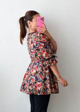 Size M-L Multicolor Paisley Peplum Top