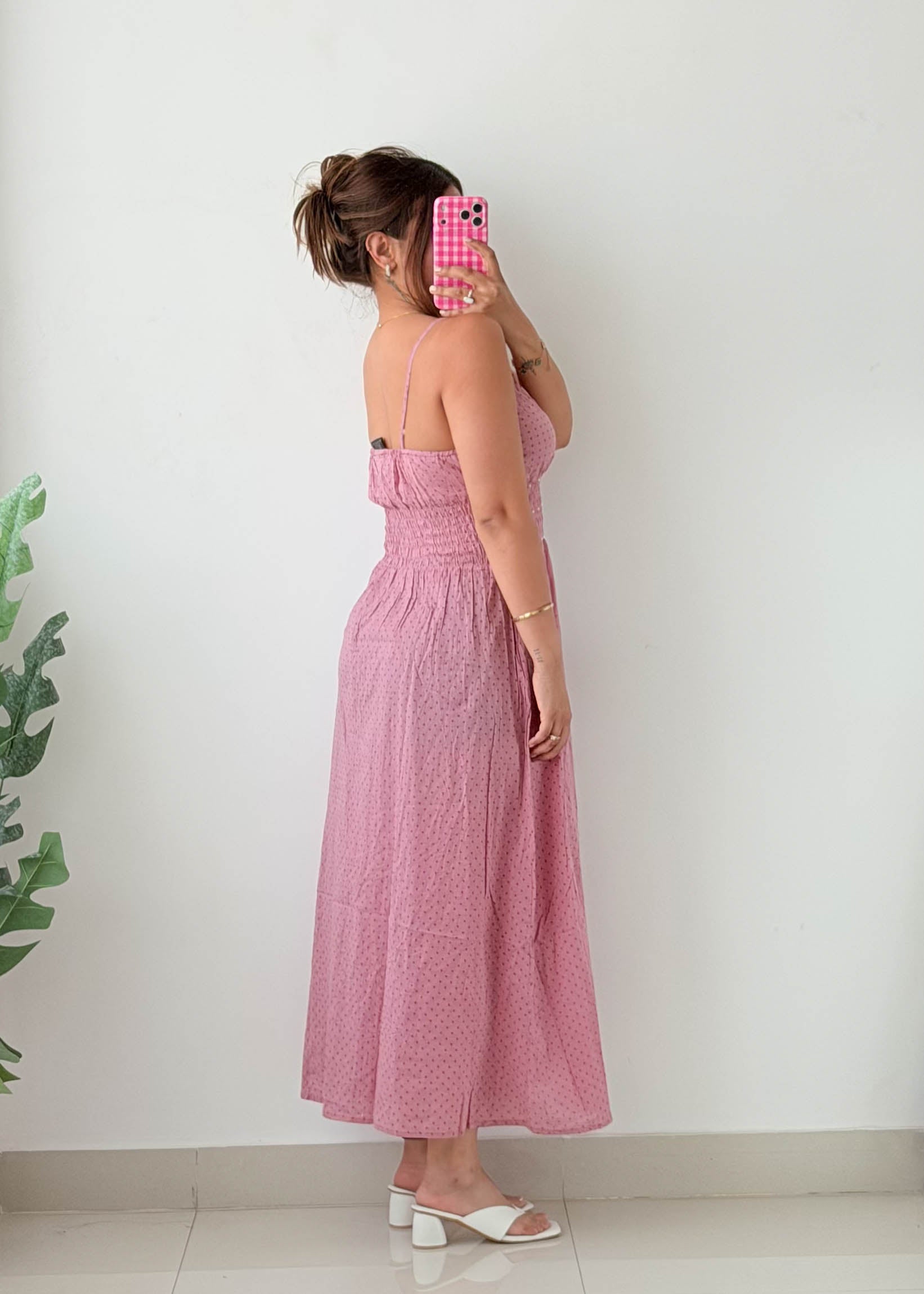 Size S-M Blush Pink Smocked Maxi Dress