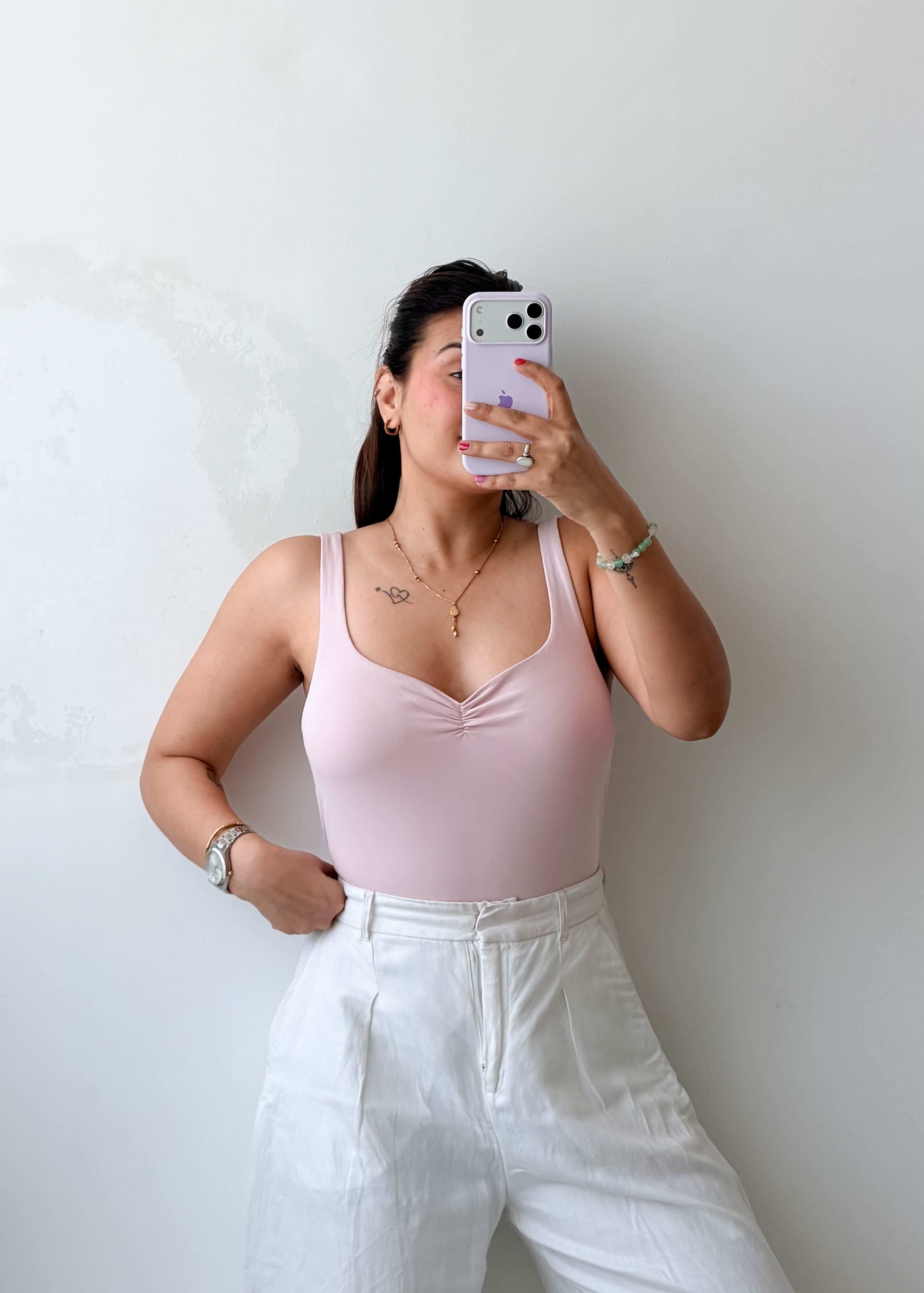 Size XL Nude Pink Ruched Bodysuit