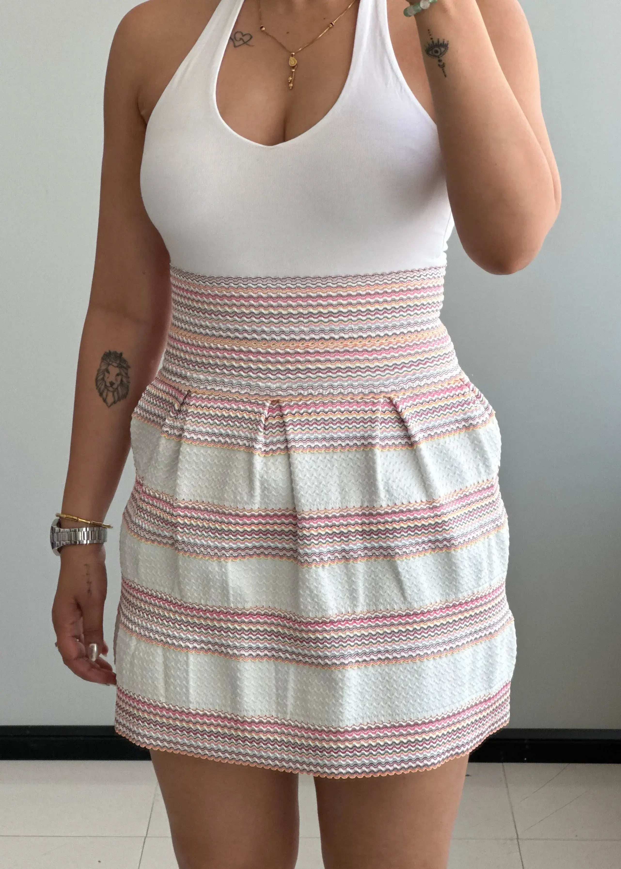 Waist : 24-28, Textured high waisted Skirt - Closet by Payal