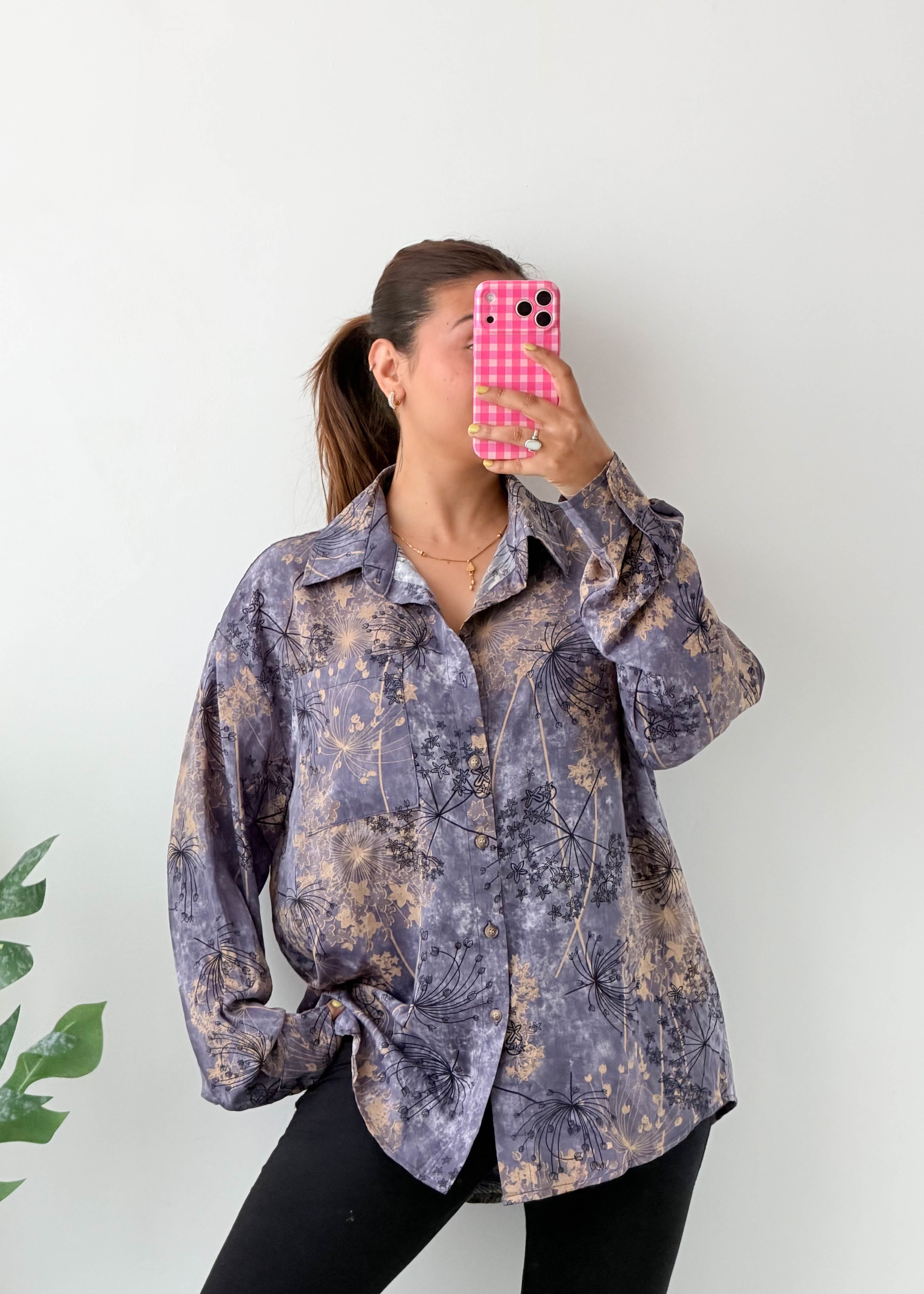 Size L-XL Blue Abstract Print Shirt