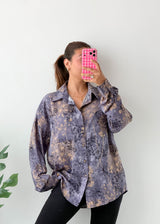 Size L-XL Blue Abstract Print Shirt