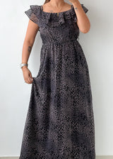 Size S-M Charcoal Leopard Print Maxi Dress