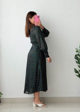 Size XS-S Black Polka Dot Midi Dress