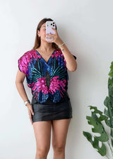 Size S-M, Multicolor Sequin Statement Top