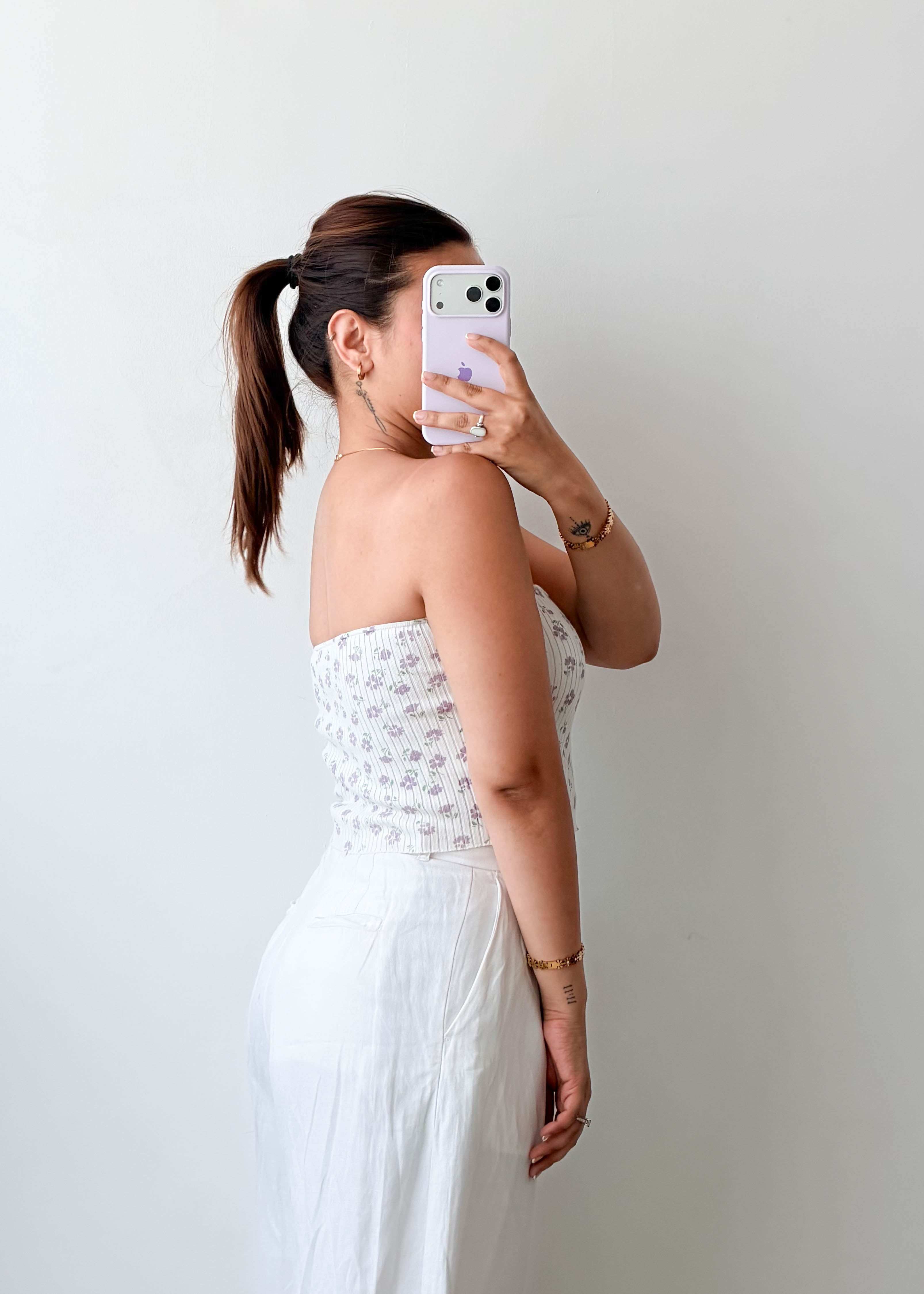 Size XS-S White Floral Tube Top