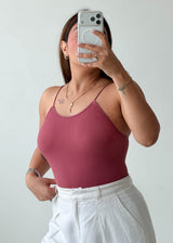 Size S-M Mauve Ribbed Bodysuit