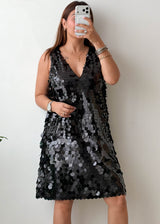 Size L Black Sequin Party Dress
