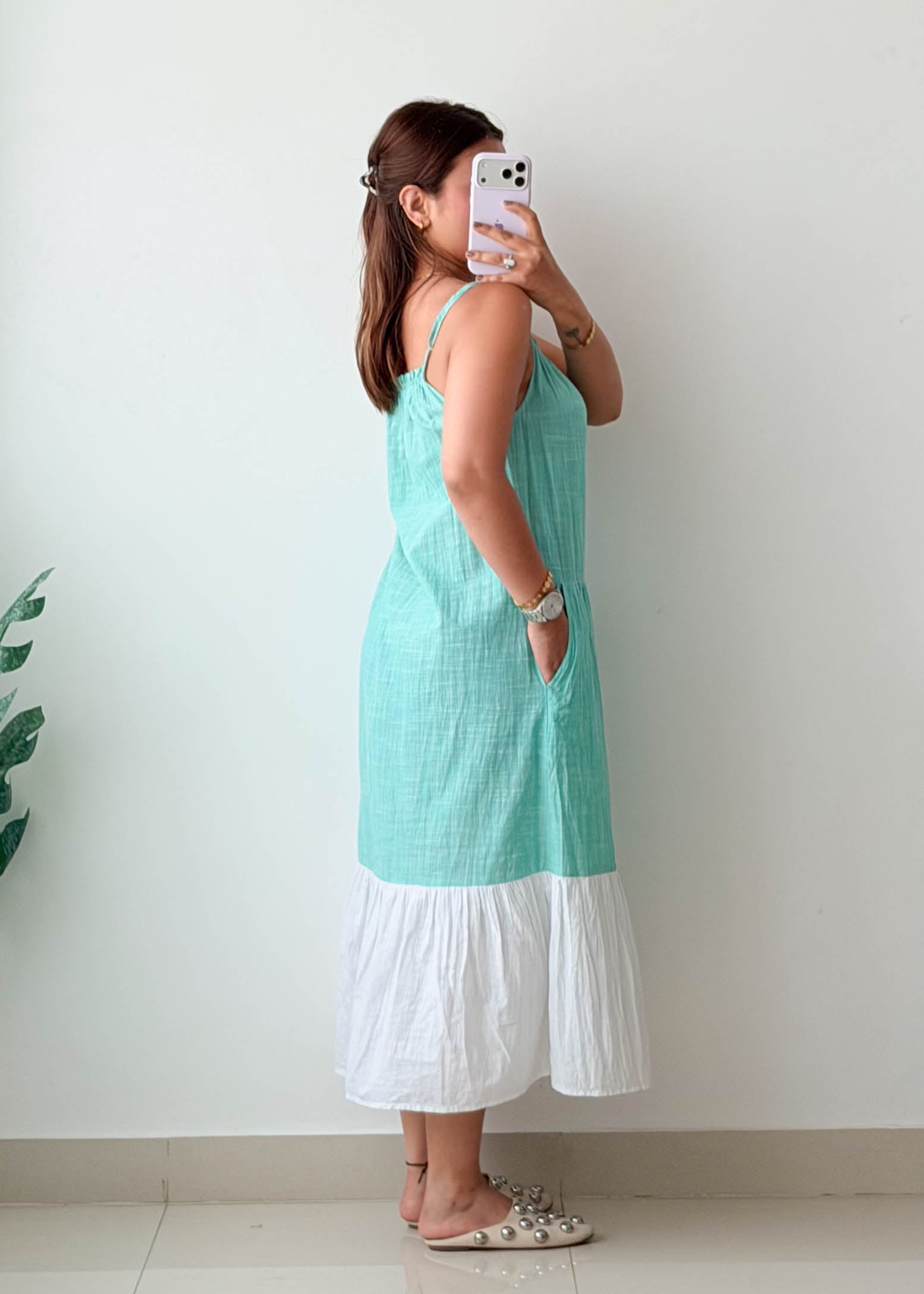 Size XS-S Mint Green Colorblock Maxi Dress