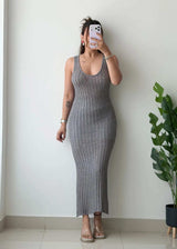 Size XS-S, Grey Crochet Maxi Dress