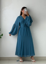 Size M-L Teal Blue Wrap Maxi Dress