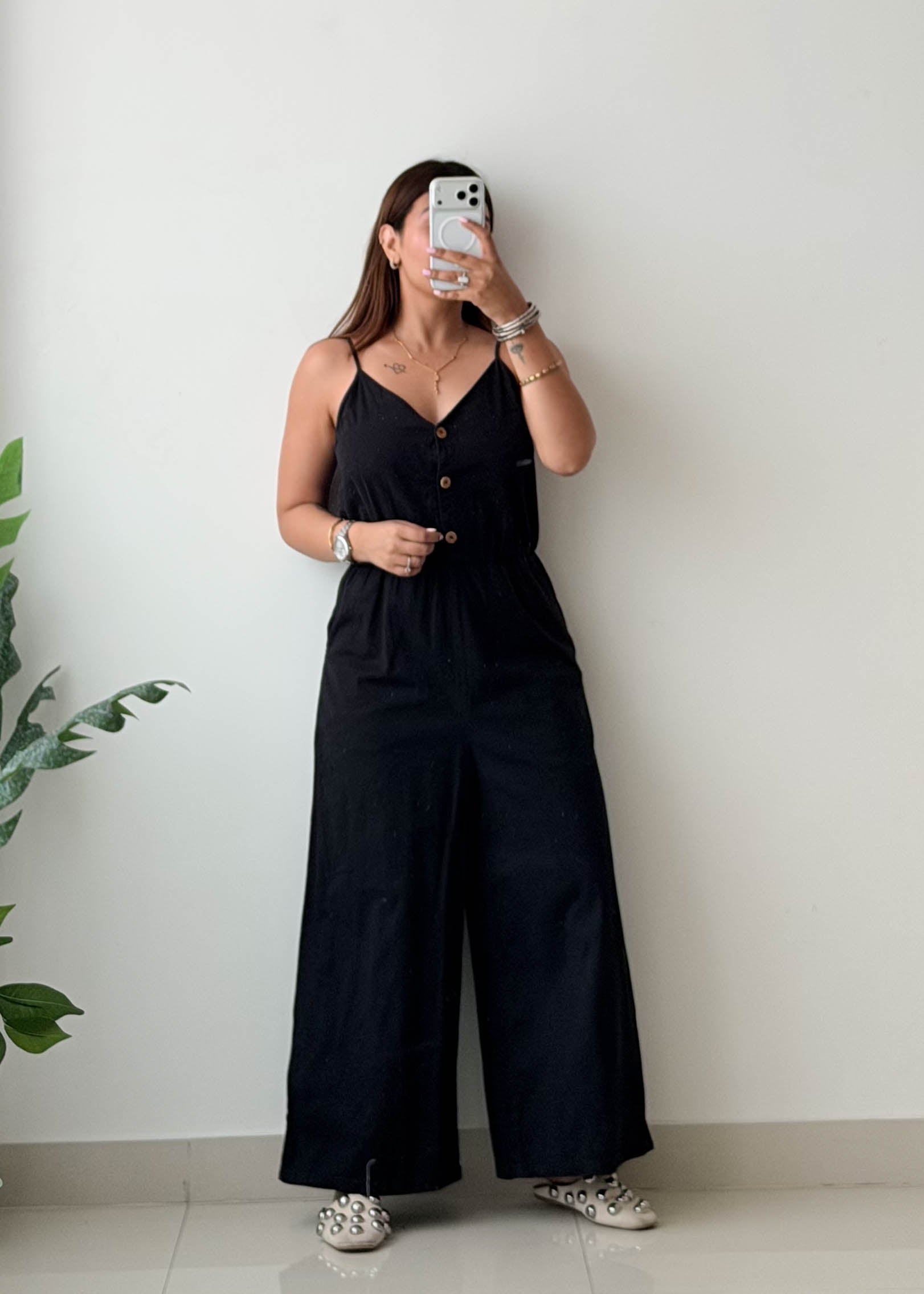 Size S Black Wide-Leg Jumpsuit