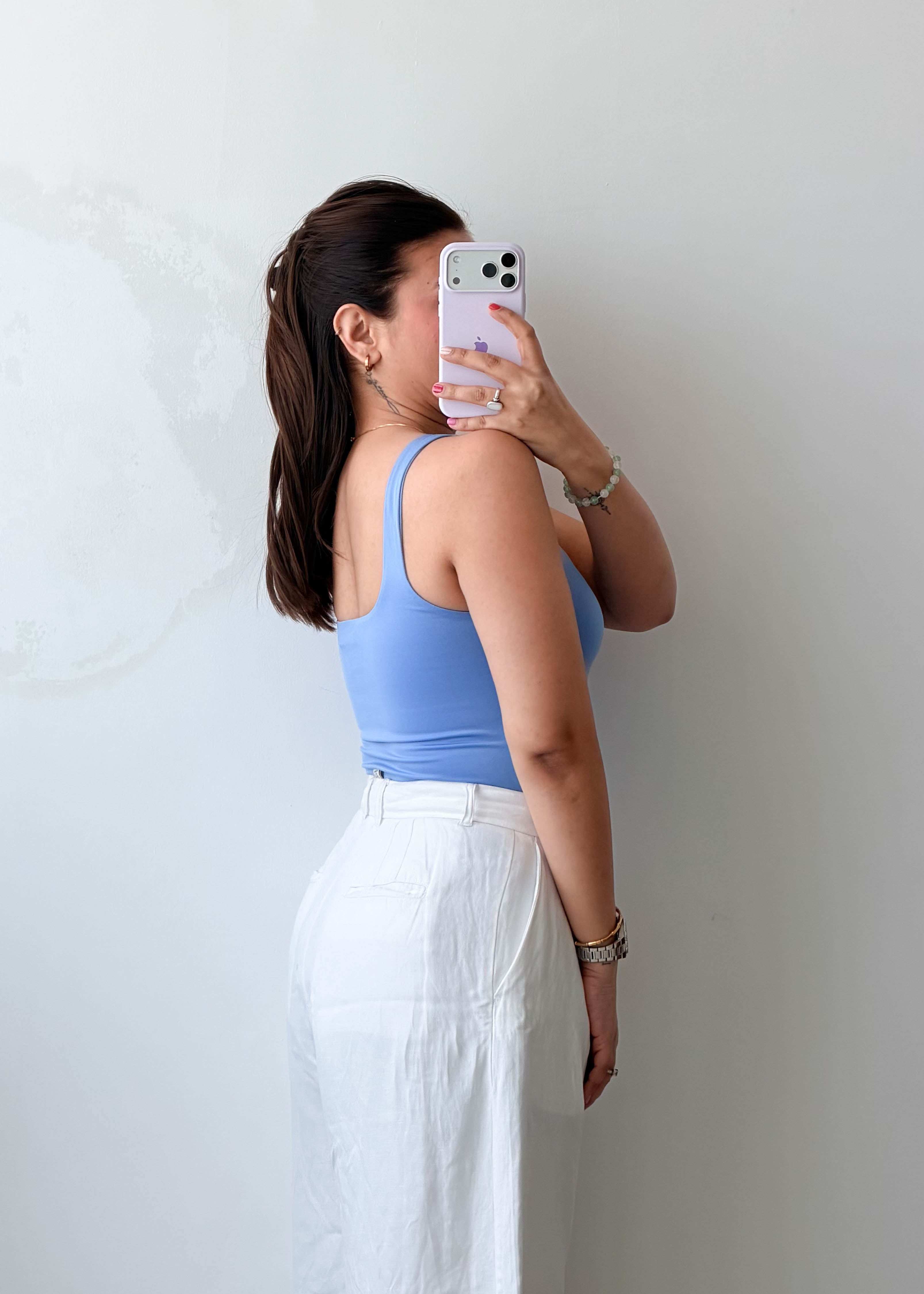 Size XS-S Powder Blue Ruched Bodysuit