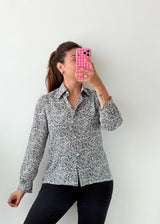 Size XS-S Black Floral Shirt