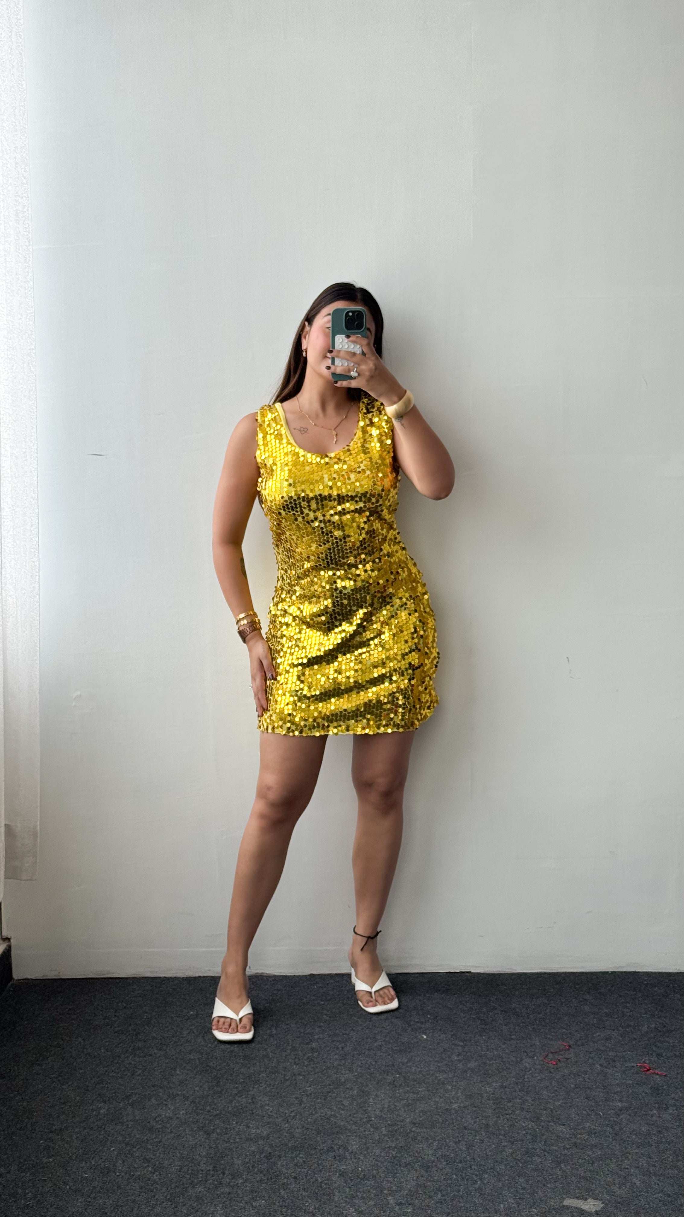 Size M-L Gold Sequin Party Mini Dress