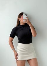 Size XS-S Black Ruched Side Bodysuit
