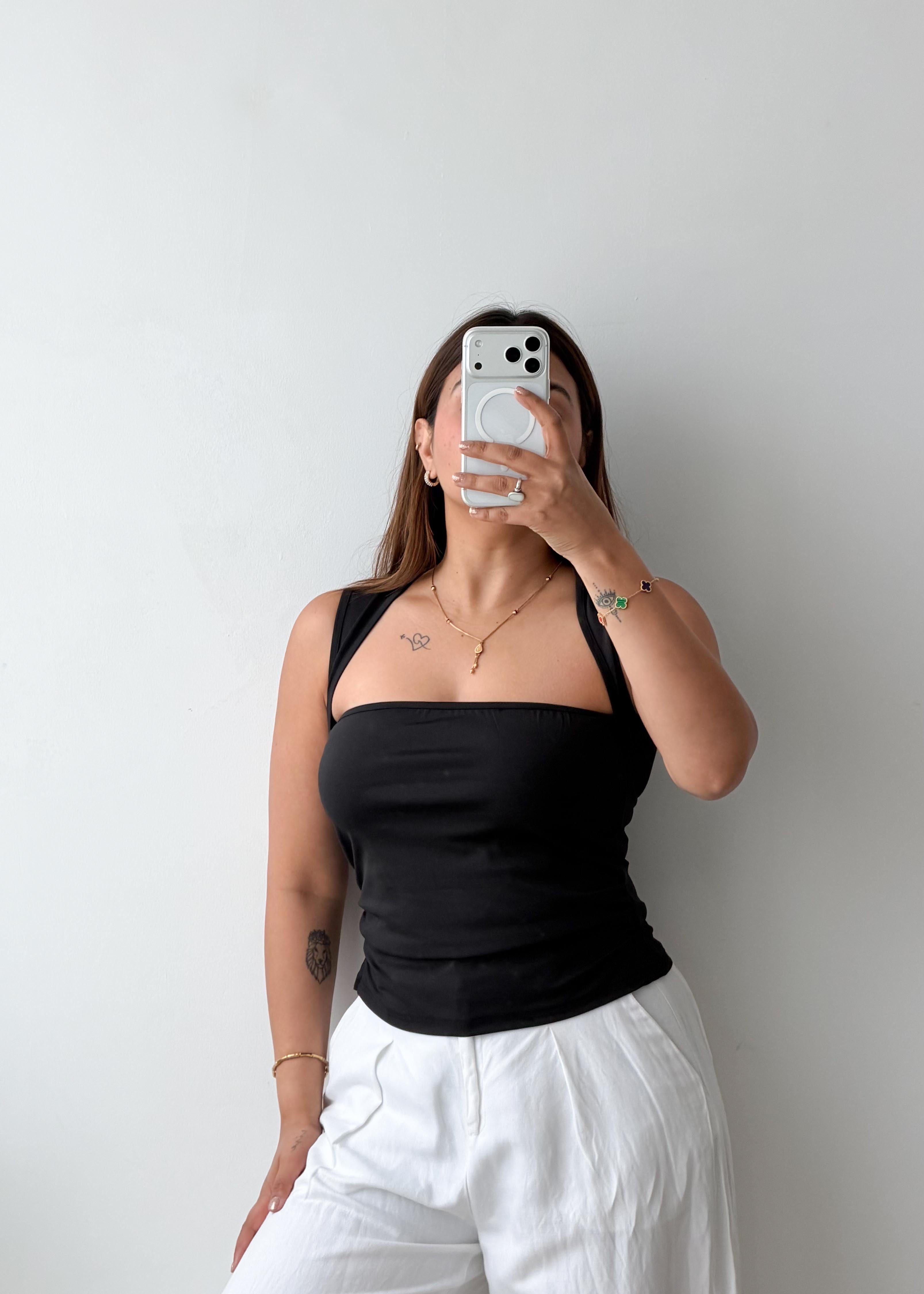 Size S, M, L Black Halter Neck Top
