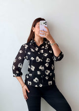 XS-S Black Abstract Printed Shirt