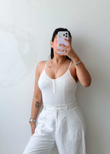 Size S-M White Structured Bodysuit