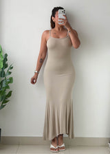 Size XS-S Beige Bodycon Maxi Dress