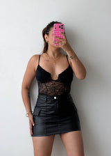 Size XS-S Black Lace Corset Bodysuit