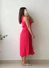 Size S & M Pink Pleated Maxi Dress