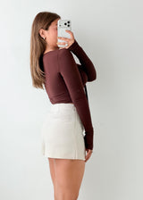 Size S-M Burgundy Ruched Tie-Up Top
