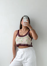 Size M-L Cream Floral Crochet Crop Top
