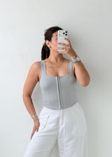 Size S-M Grey Zip Front Corset Top